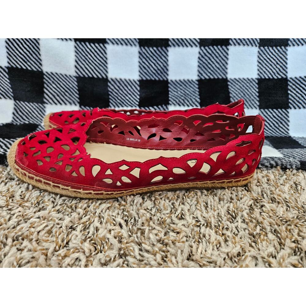 Via Spiga Women Bellerose Laser-Cut Espadrille Flat Red Size 8 - Picture 2 of 11